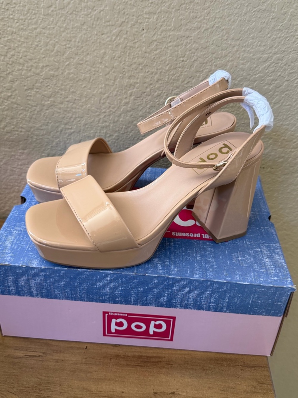 Women's Pop Casen Nude Platform Sandals High Heels Size 6 New With Box